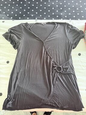 Lane Bryant Black Wrap-Style Tunic with Ring Detail